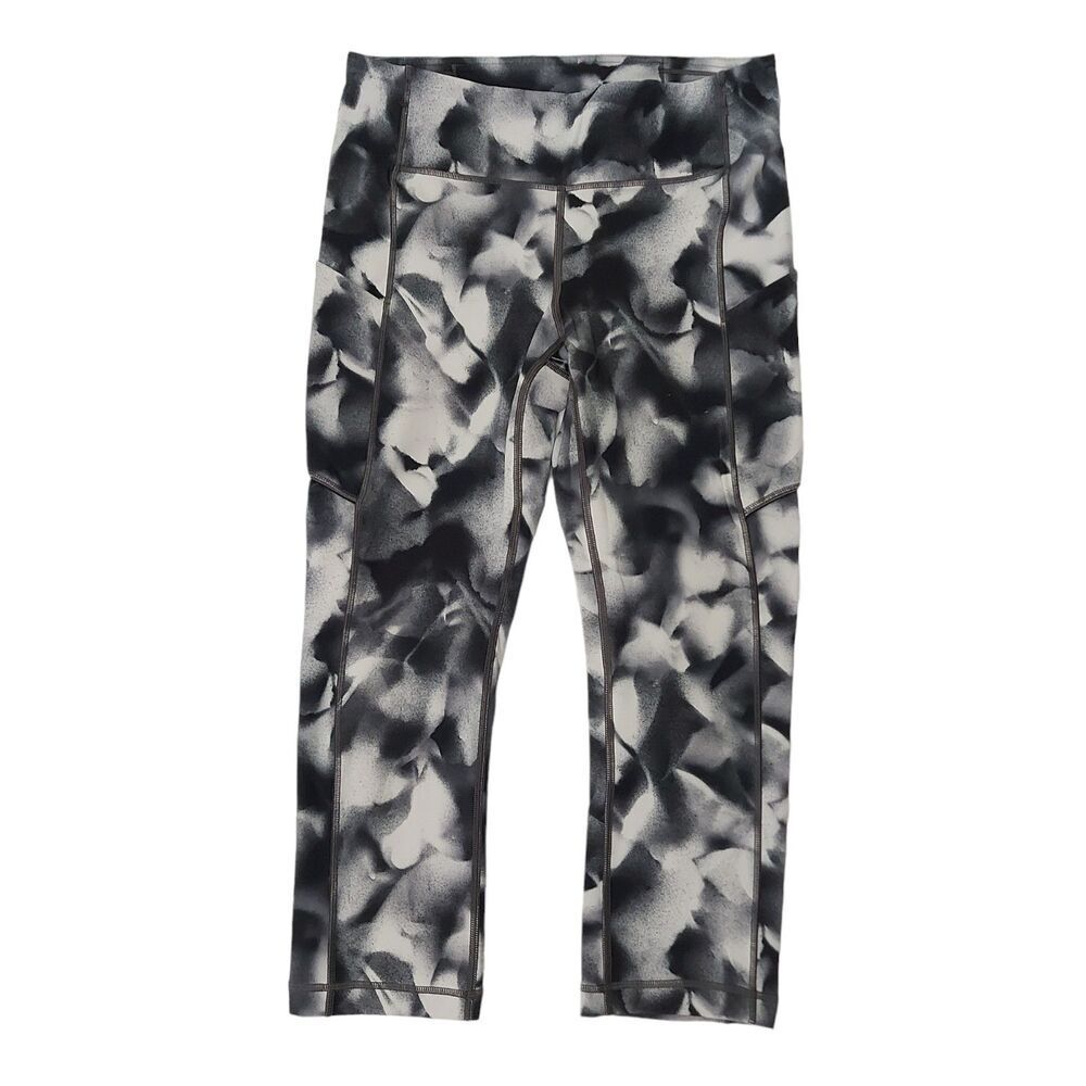 Lululemon Leggings Womens 6 Black White Speed Up Crop Gym Training Athletic
